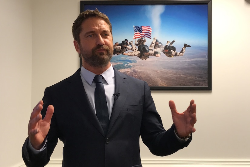 Actor Gerard Butler speaks for a video.