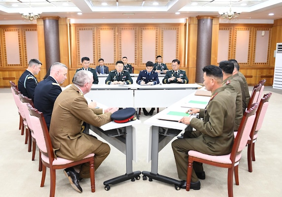 The first session of a trilateral consultation body between South and North Korea and the United Nations Command (UNC) opens at the truce village of Panmunjom Tuesday October 16, 2018 to discuss ways to disarm the Joint Security Area (JSA).