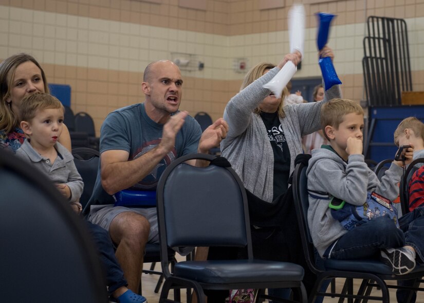 The crowd cheers during the Alpha Warrior Northeast Regional Competition at Joint Base Langley-Eustis, Virginia, Oct. 13, 2018.