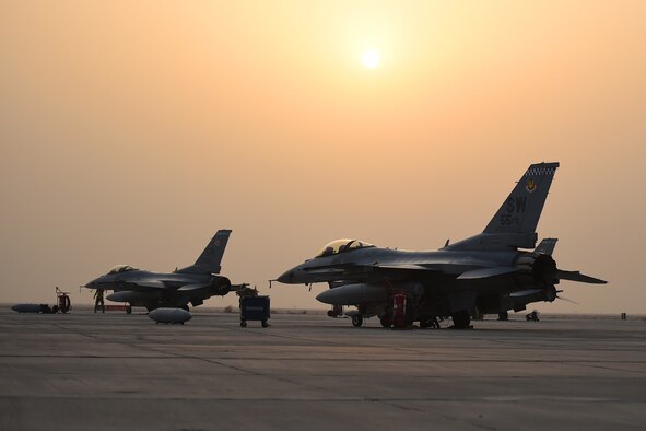 An F-16 lands at an undisclosed location.