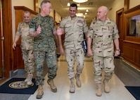 Chairman of the Joint Chiefs of Staff Gen. Joe Dunford hosts his Egyptian counterpart, Egyptian Armed Forces Lt. Gen. Mohamed Farid Hegazi, for a visit to the Pentagon, Oct. 15, 2018.