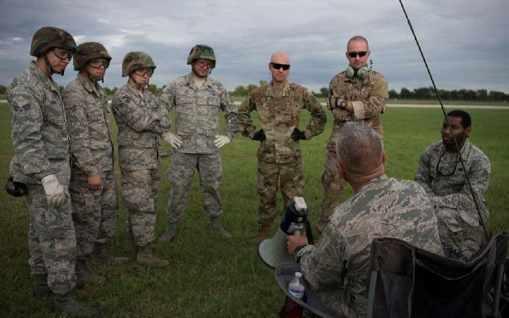 Col. Kjäll Gopaul, Senior Airman Juan Romero, Senior Airman Jeremiah Mata, Senior Airman Samuel Gordon, Tech. Sgt. Steven Rose, Capt. Nathan Del Rio, 1st Lt Adam Brewer, and Senior Airman Markeis McCray