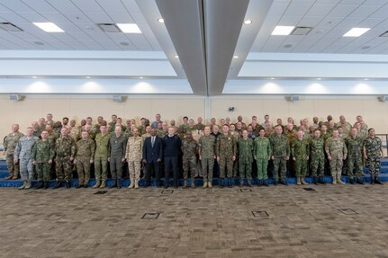 Chairman of the Joint Chiefs of Staff Gen. Joe Dunford hosts over 80 chiefs of defense at Joint Base Andrews, Maryland, to discuss countering violent extremist organizations, Oct. 16. This is his third conference Dunford has hosted on this topic.
