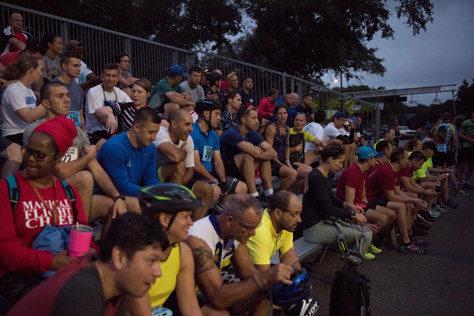 About 150 members of Joint Base San Antonio gather to compete in the annual Rambler 120 Oct. 13, 2018, at JBSA Recreation Area at Canyon Lake, Texas.
