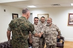 Chairman of the Joint Chiefs of Staff Gen. Joe Dunford meets with Qatari Armed Forces Chief of Staff Lt. Gen. Ghanim bin Shaheen al-Ghanim Oct. 15 in Washington D.C.