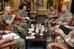 Chairman of the Joint Chiefs of Staff Gen. Joe Dunford meets with Jordanian Chairman of the Joint Chiefs of Staff Mahmoud Abdul Haleem Freihat today in Washington D.C., Oct. 17.