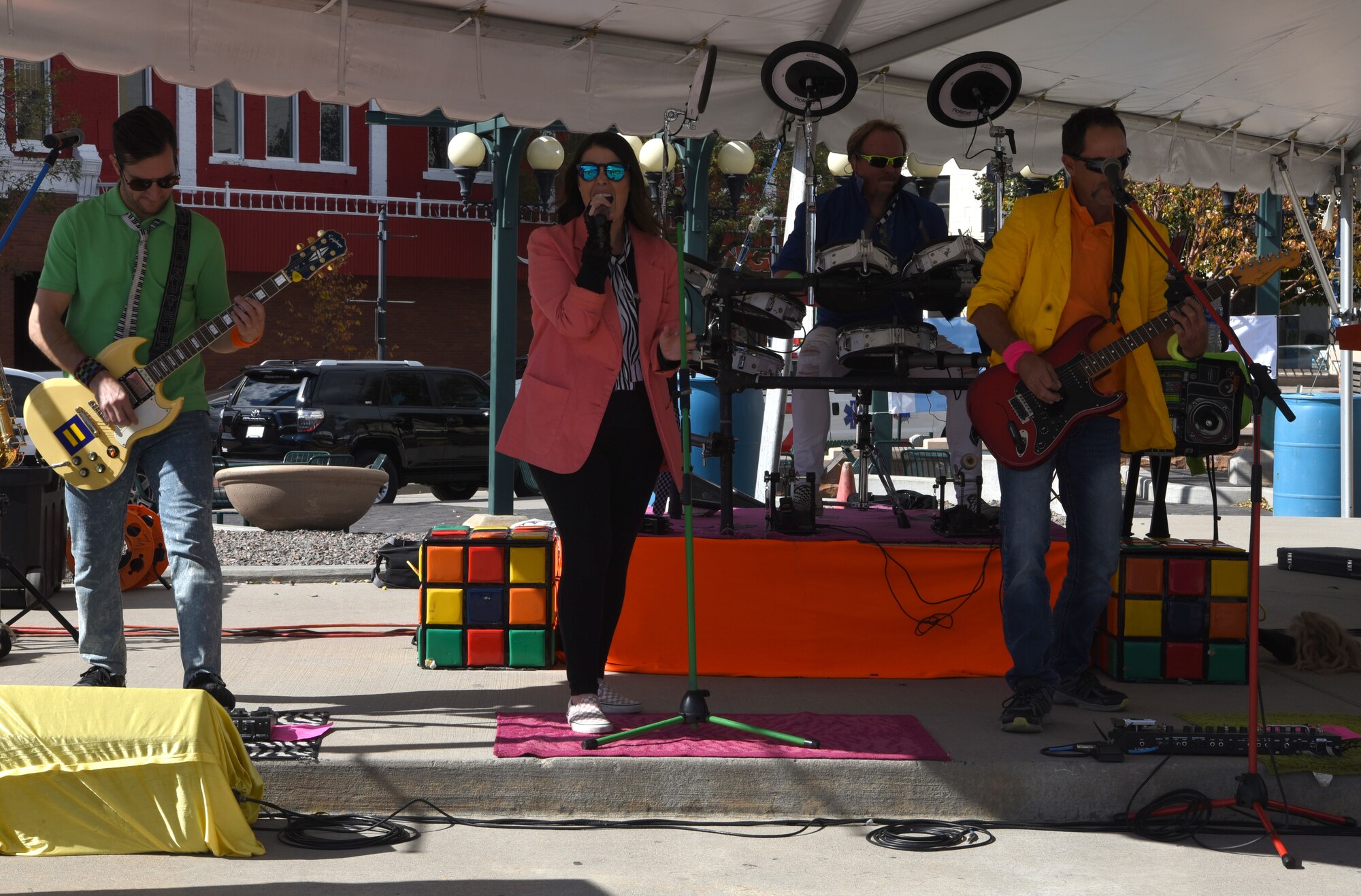 A local band plays at the first county-wide Fire Prevention Week Open House in Cheyenne, Wyo., on Oct. 13, 2018. The local community enjoys the festivities during the Fire Prevention Week Open House.