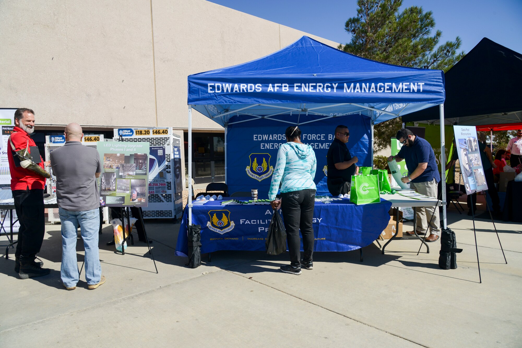 Members of the Edwards Air Force Base Energy Management Section hosts the Energy Action Month event at the Base Exchange on Edwards Air Force Base, California, Oct. 17. (U.S. Air Force photo by Giancarlo Casem)