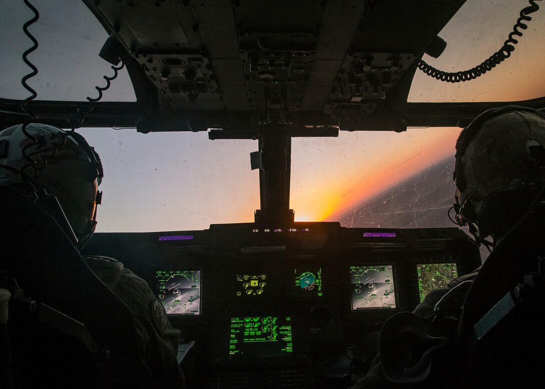 U.S. Marine Corps pilots assigned to Marine Aviation Weapons and Tactics Squadron One, fly an MV-22B Osprey aircraft during a tail gunnery certification in support of Weapons and Tactics Instructor course 1-19 in Yuma, Arizona, Sept. 29, 2018. WTI is a seven-week training event hosted by MAWTS-1 which emphasizes operational integration of the six functions of Marine Corps aviation in support of a Marine air-ground task force. WTI also provides standardized advanced tactical training and certification of unit instructor qualifications to support Marine aviation training and readiness, and assists in developing and employing aviation weapons and tactics.