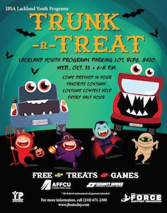 Lackland Youth Programs will host a Trunk-r-Treat event for all ages on Wednesday, Oct. 31 from 6-8 p.m.