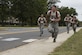 Joint Base McGuire-Dix-Lakehurst Airmen run to the finish line during the 12th Annual Gold Star Ruck March on Joint Base MDL, New Jersey, Oct. 6, 2018. Participants pushed themselves on the last stretch towards the finish line of the three mile ruck march that honored fallen service members. (U.S. Air Force photo by Airman First Class Ariel Owings)