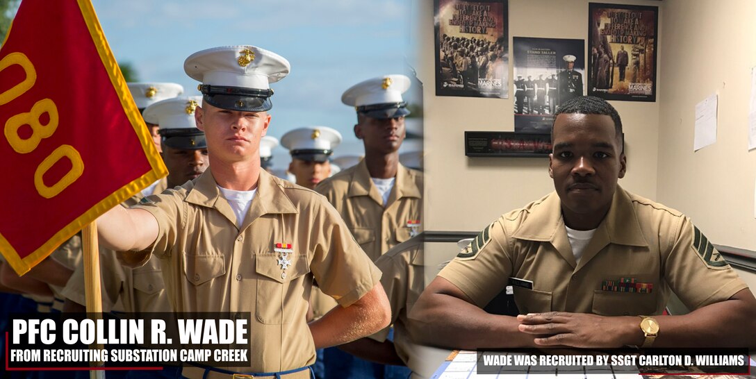 Pfc. Collin R. Wade completed Marine Corps recruit training as the platoon honor graduate of Platoon 2080, Company H, 2nd Battalion, Recruit Training Regiment, aboard Marine Corps Recruit Depot Parris Island, South Carolina, Oct. 19, 2018. Wade, a graduate of Newnan High School in Newnan, Georgia, was recruited by Staff Sgt. Carlton D. Williams from Recruiting Substation Camp Creek. (U.S. Marine Corps photo by Cpl. Jorge A. Rosales)