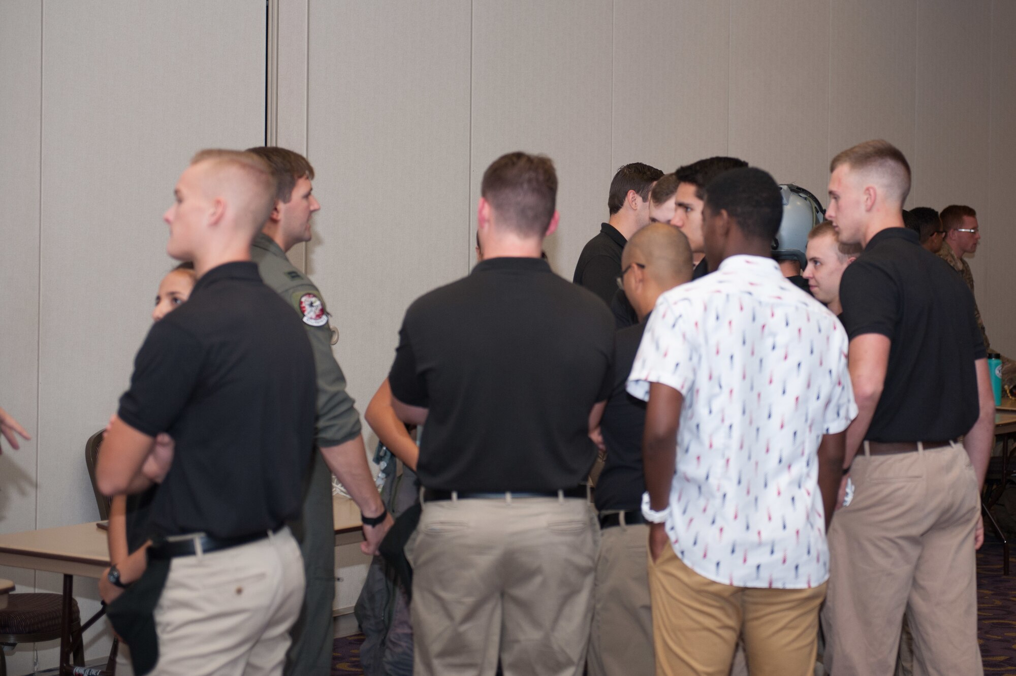 Members of the 301st Fighter Wing's 457th Fighter Squadron, speak with Texas Christian University Reserve Officer Training Corps Cadets during the TCU Detachment 845 Career Day, October 18. Reserve Citizen Airmen from multiple Tenth Air Force units took part in the event to help cadets learn about the different career opportunities available upon commissioning.