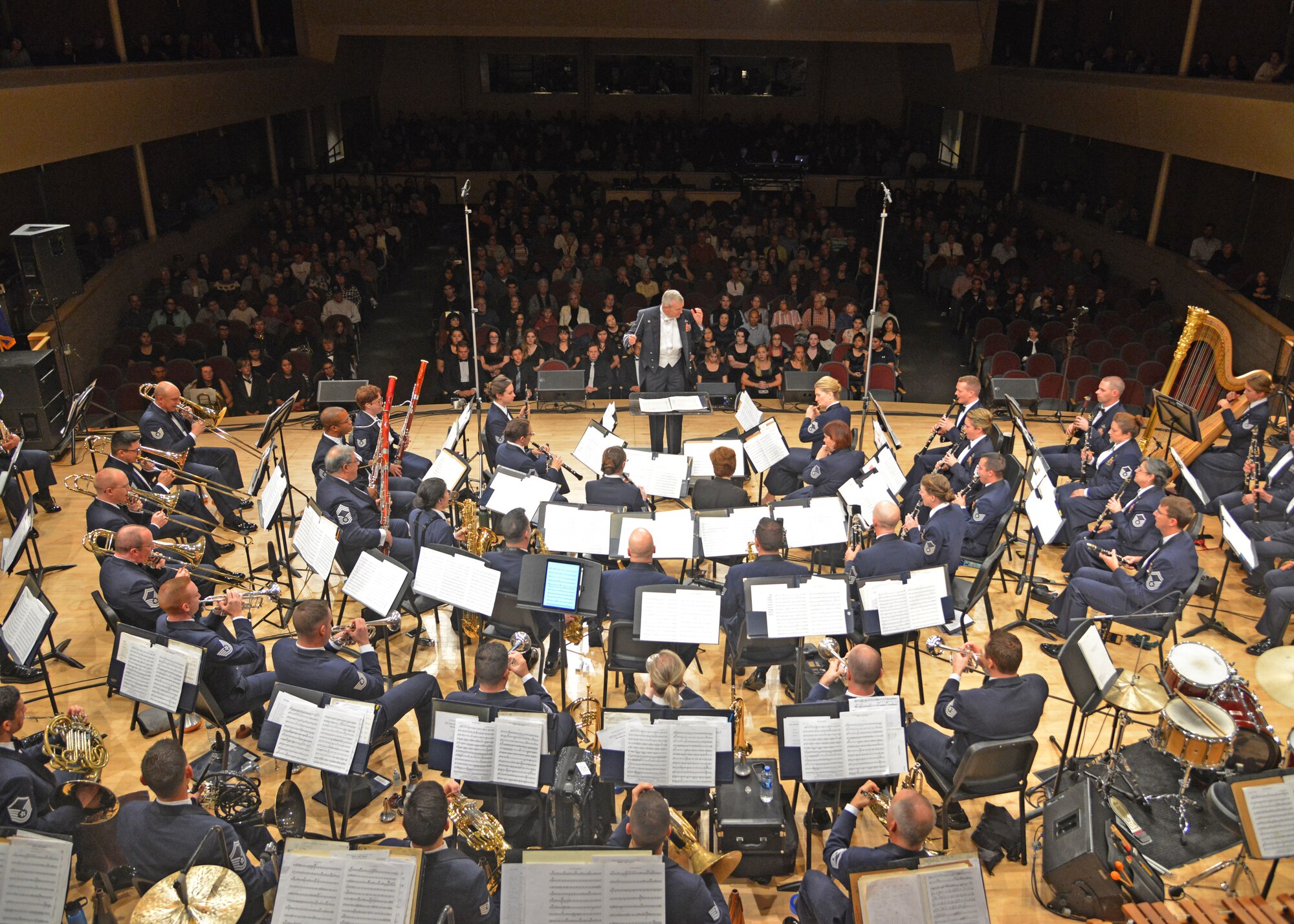 The Air Force Concert Band performs Oct. 17, 2018, at Cleveland High School in Rio Rancho. (U.S. Air Force photo by Todd Berenger)