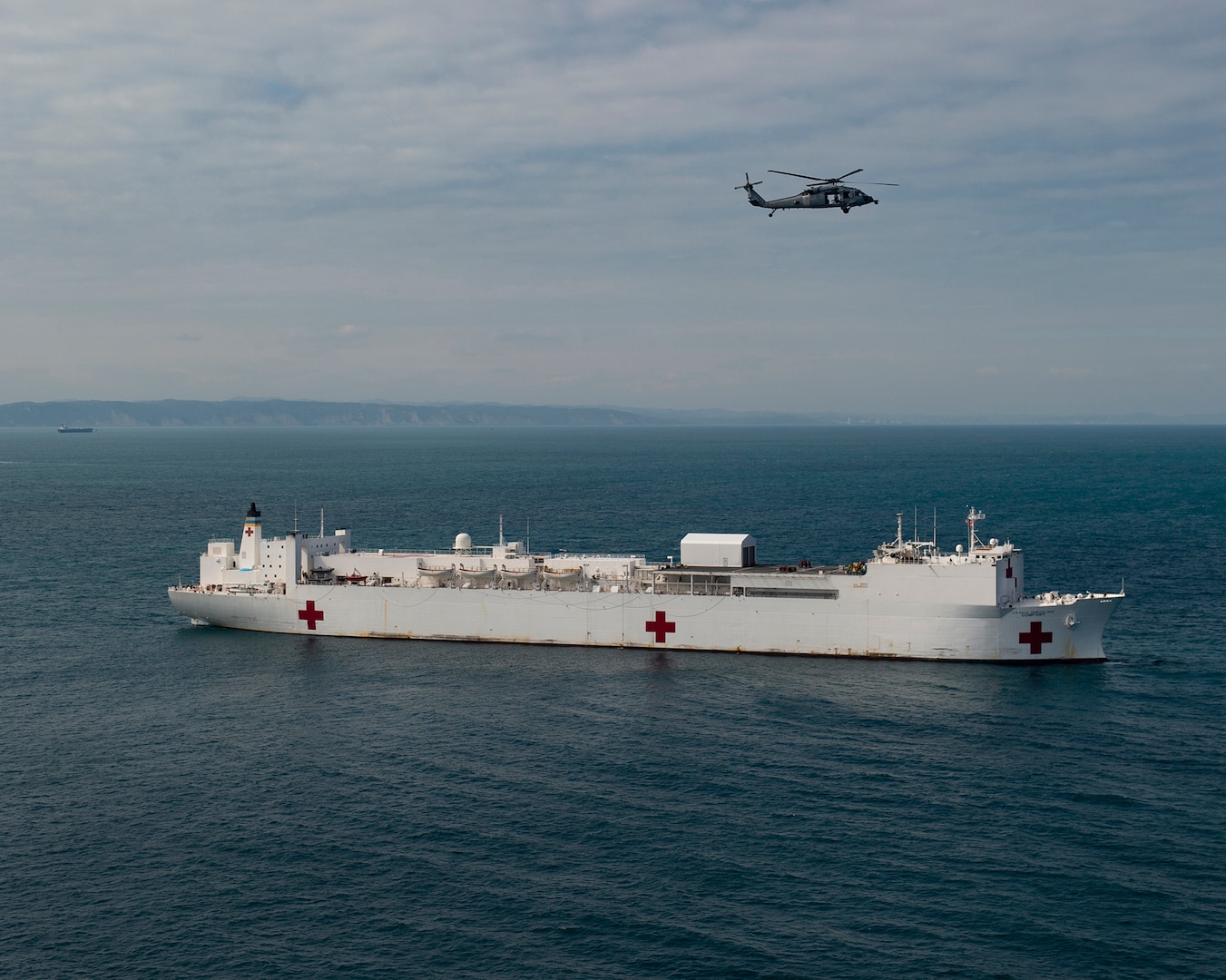 The hospital ship USNS Comfort (T-AH 20) is stationed off the coast of Ecuador.