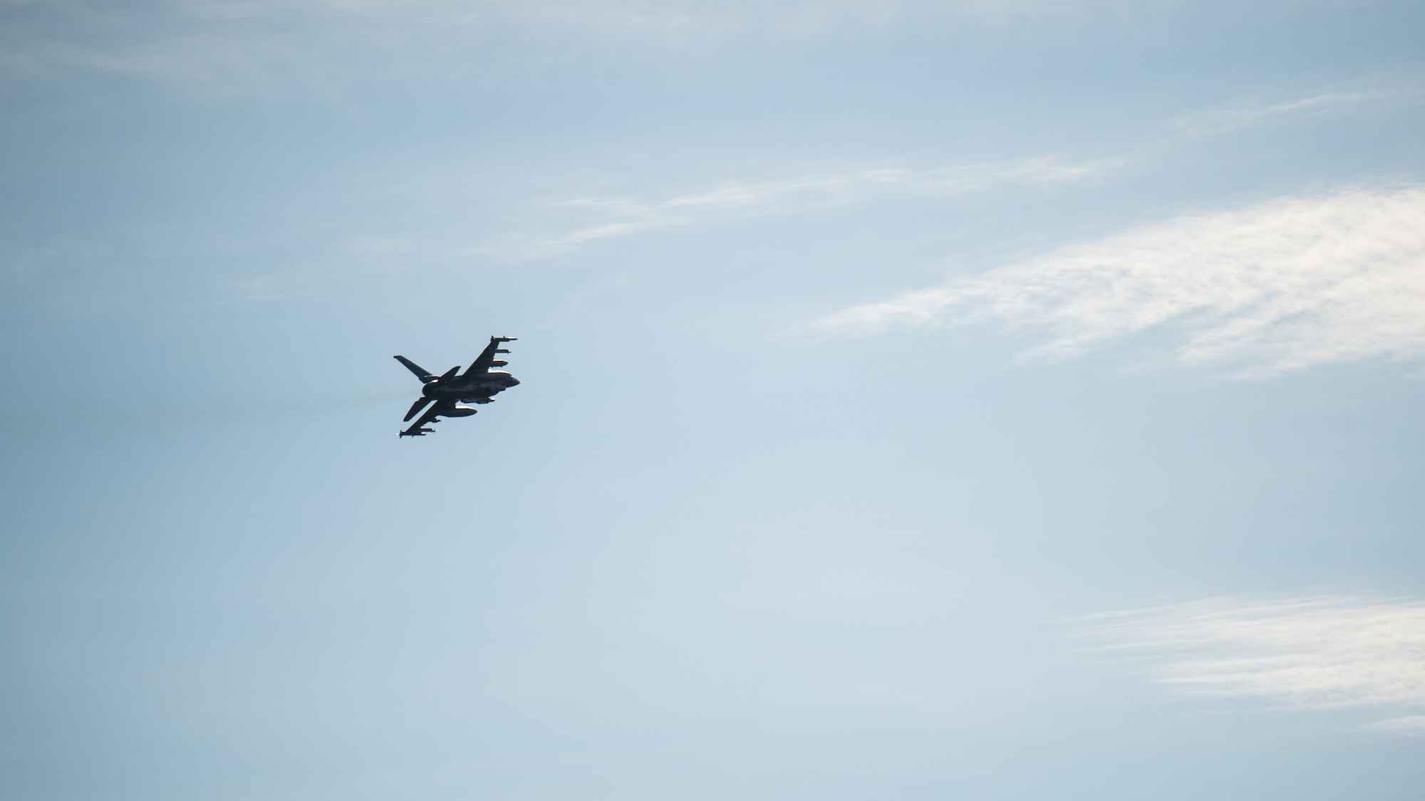 An F-16 Fighting Falcon from Shaw Air Force Base, S.C., takes flight at Barksdale Air Force Base, La., Oct. 12, 2018. The aircraft evacuated to Barksdale to avoid possible damage from Hurricane Michael. (U.S. Air Force photo by Airman 1st Class Lillian Miller)