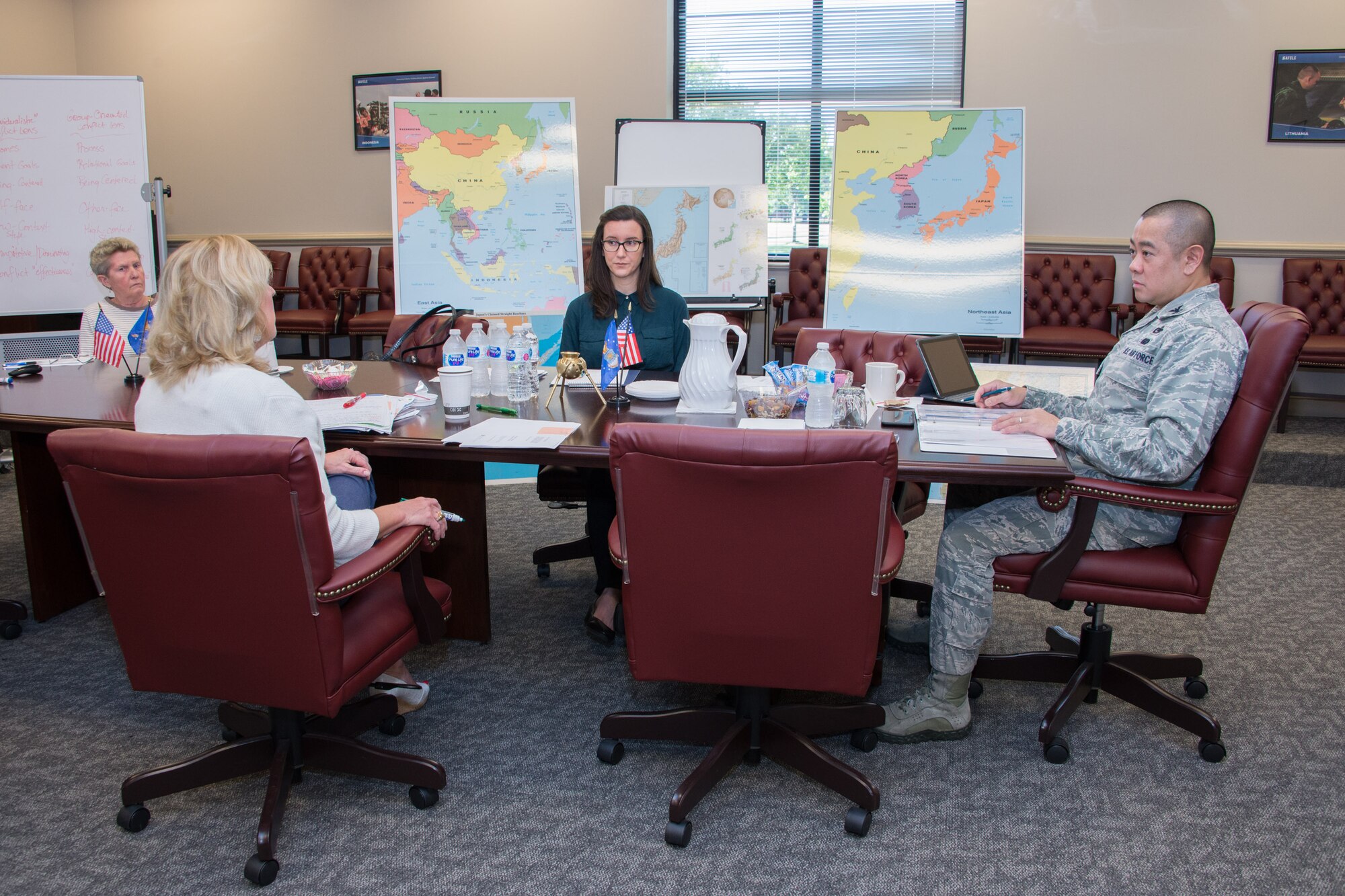Col Doan interacts with faculty during his Commander's Pre-assignment Acculturation Course, or COMPAC, at AFCLC.