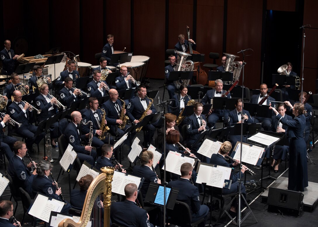 The U.S. Air Force Band performs at the Wagner Noël Performing Arts Center in Midland, Texas, Oct. 21, 2018. The band performed in locations across N.M. and Texas to inspire and engage the local communities. (U.S. Air Force photo by Senior Airman Abby L. Richardson)