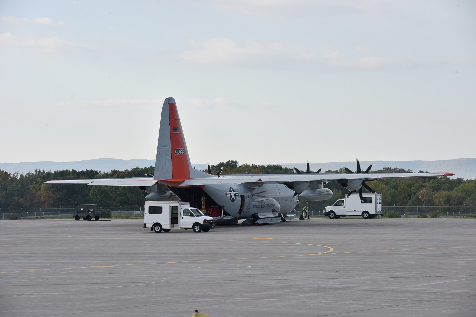 An LC-130 assigned to the New York Air National Guard's 109th Airlift Wing is serviced as it prepares to  leave Stratton Air National Guard Base on Sept. 16 en route to McMurdo Sound, Antarctica.