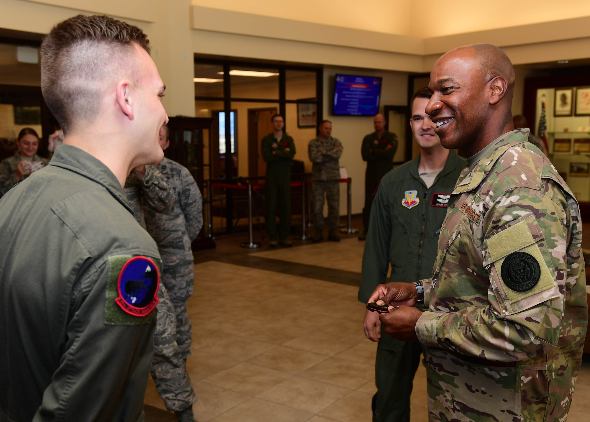 Five outstanding Airmen were selected to meet with Wright and be recognized for their contributions to the Remotely Piloted Aircraft enterprise. (U.S. Air Force photo by Senior Airman Christian Clausen)