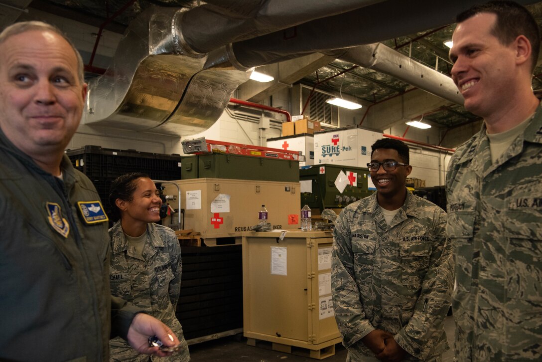 Lt. Gen. Jerry Martinez, U.S. Forces, Japan and 5th Air Force commander, observes the flight line from an air traffic control tower Oct. 16, 2018, at Kadena Air Base, Japan. Martinez visited Kadena Air Base with Chief Master Sgt. Terrence Greene, USFJ and 5th Air Force command chief, to observe the mission and engage the Airmen, spouses, and families of Team Kadena.  (U.S. Air Force photo by Senior Airman Kristan Campbell)