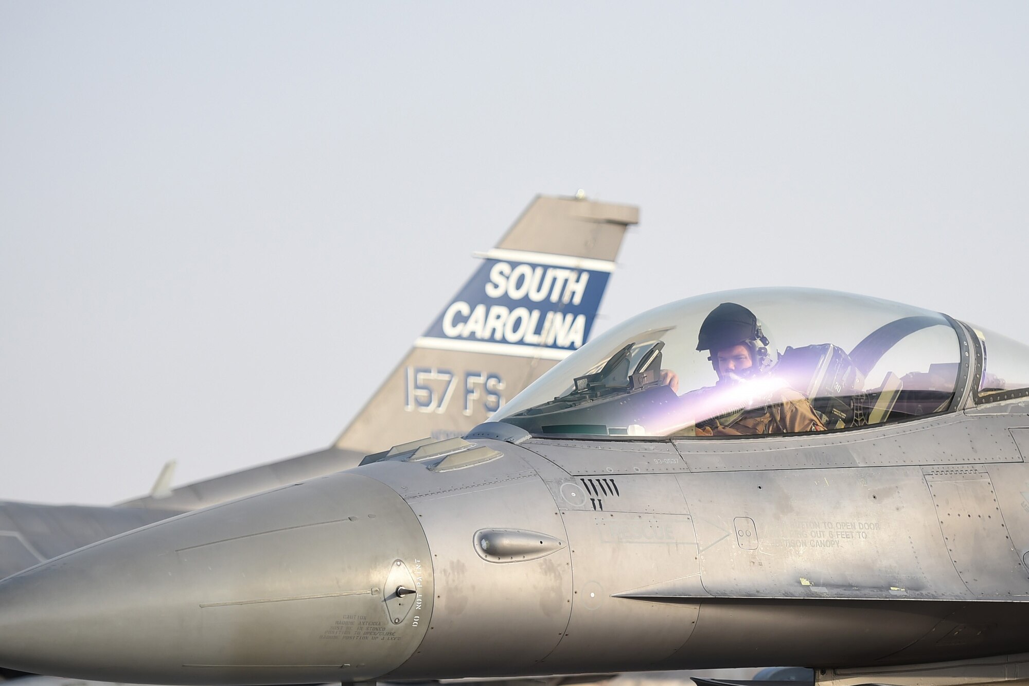 An F-16 Fighting Falcon prepares for takeoff