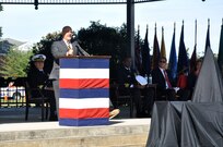 IMAGE: DAHLGREN, Va. (Oct. 19, 2018) – Naval Surface Warfare Center Dahlgren Division (NSWCDD) Technical Director John Fiore reviews the century of innovation at Dahlgren before the military and civilian audience gathered to celebrate the NSWCDD centennial. “Think about the contributions Dahlgren has made over the past 100 years,” said Fiore. “We have over 500 patents to our name thanks to the men and women here who have done that work. When the Navy struggles with challenges, it is often that they come to Dahlgren to ask what they should be doing, what they should be thinking about, what we should be working on. Our innovations that have become programs of record are changing the face of warfare systems today.”