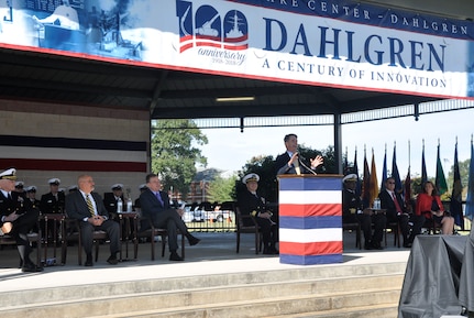 IMAGE:DAHLGREN, Va. (Oct. 19, 2018) – U.S. Representative Rob Wittman emphasizes the importance of doing more with available resources to increase technological capabilities than the adversaries of the United States can do with their resources. “Today, it’s about the creation and innovation that goes into doing more with what we have than anybody around the world,” said Wittman, while speaking at the NSWCDD centennial grand finale. “We have done that, we can do that, and we will continue to do that to make sure that our nation’s Navy, Marine Corps, Air Force, Army and indeed our Coast Guard, continue to be the greatest the world has ever known because we have the best and brightest men and women serving our nation both in uniform and here at the base in making sure that we have what we need to defend our nation’s interest.”