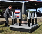 IMAGE: DAHLGREN, Va. (Oct. 19, 2018) – Joseph Fordham, Naval Surface Warfare Center Dahlgren Division Centennial planner, looks at the Dahlgren Centennial time capsule