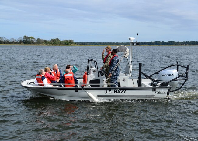Members of the Joint Base Charleston Advisory Council attended an “area of responsibility” boat tour with members of the Waterfront Port Operations Oct. 18, 2018, at Joint Base Charleston's Naval Weapons Station. The mission of the Joint Base Charleston Advisory Council is to serve as advocates and liaisons between community and military leaders on issues affecting Joint Base Charleston and its military partners.
