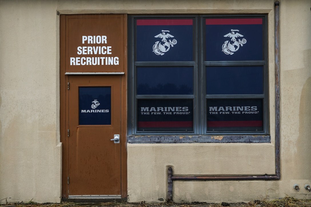 The facade of the new prior service recruiting office.