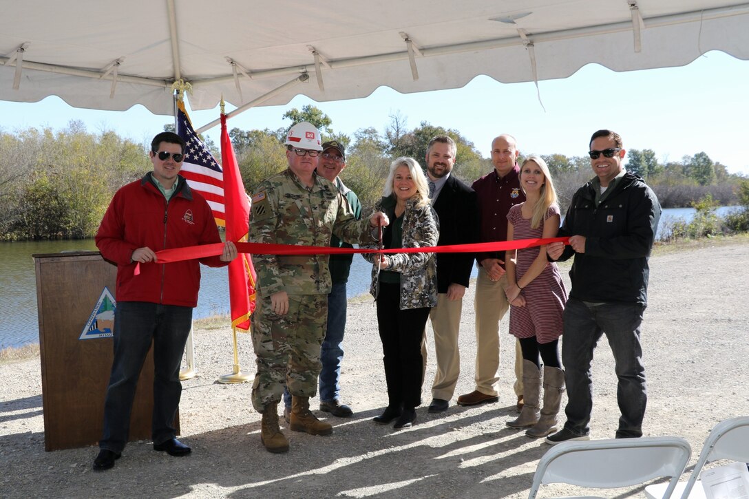 The U.S. Army Corps of Engineers, along with the U.S. Fish and Wildlife Service and the Missouri Department of Conservation celebrated the completion of the Ted Shanks Conservation Area Habitat Rehabilitation and Enhancement Project with a ribbon cutting, Oct. 23, 2018.