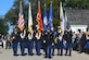 The Joint Service Color Guard marches during the Yorktown Day parade at Colonial National Historical Park in Yorktown, Virginia, Oct. 19, 2018.