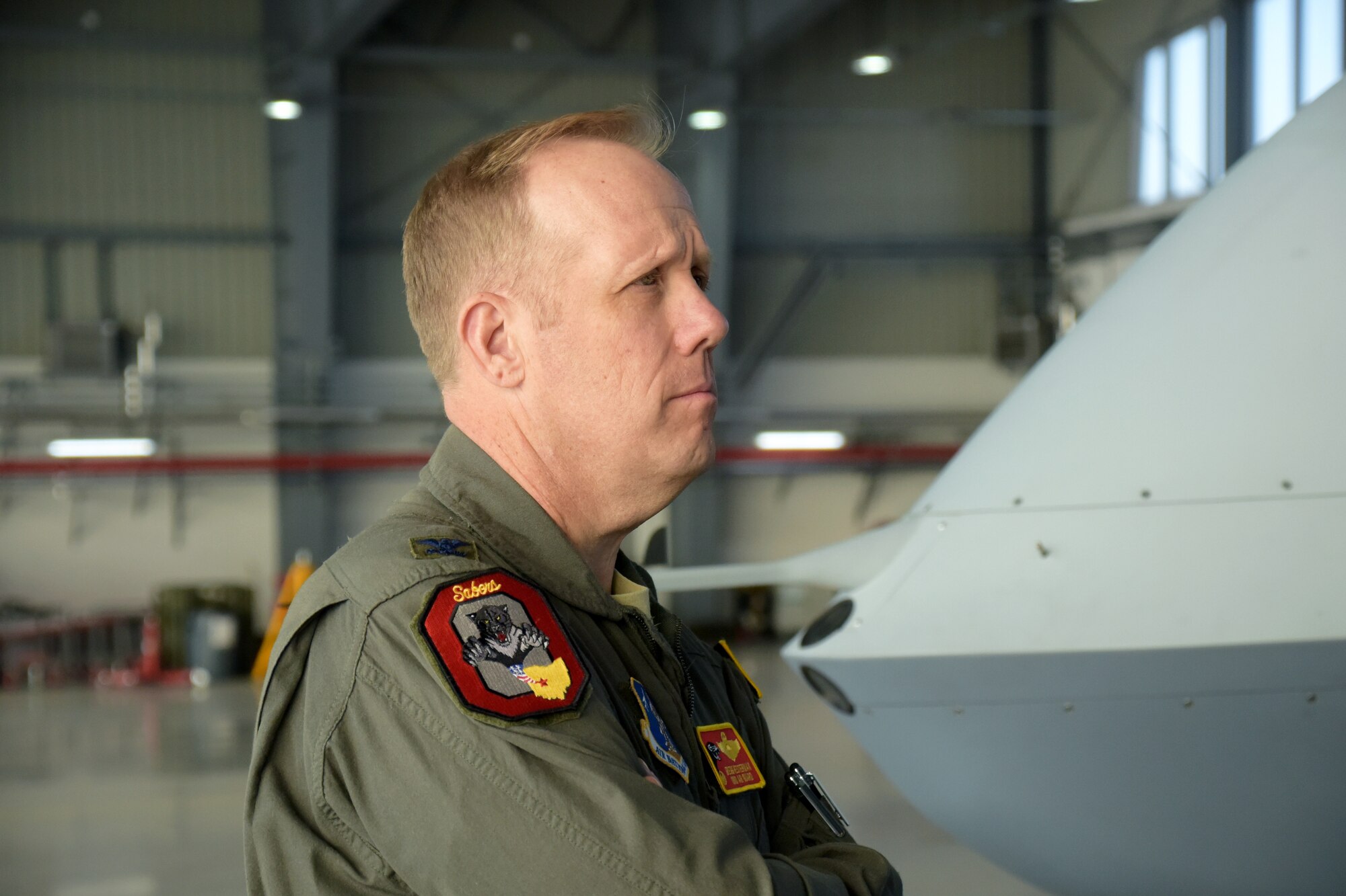 Col. Gregg Hesterman, the 178th Wing commander, visits Mirosławiec Air Base, Poland, to learn more about Clear Sky 2018, Oct. 11, 2018. Six Airmen from the 178th Wing participated in this exercise.