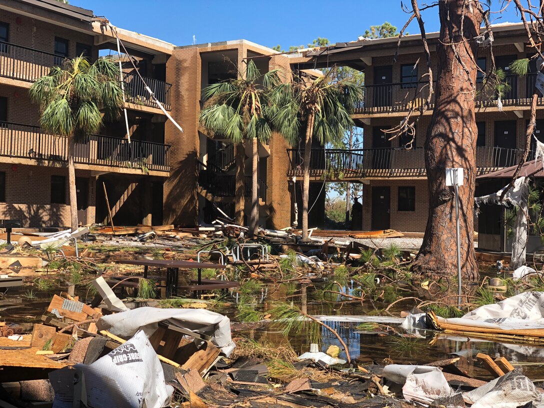 Damage at Tyndall Air Force Base after Hurricane Michael.