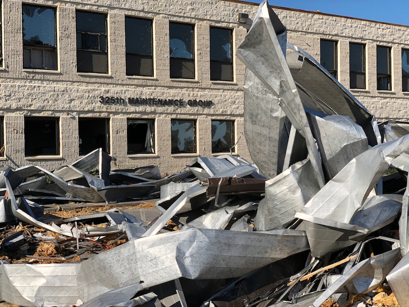 Damage at Tyndall Air Force Base after Hurricane Michael.