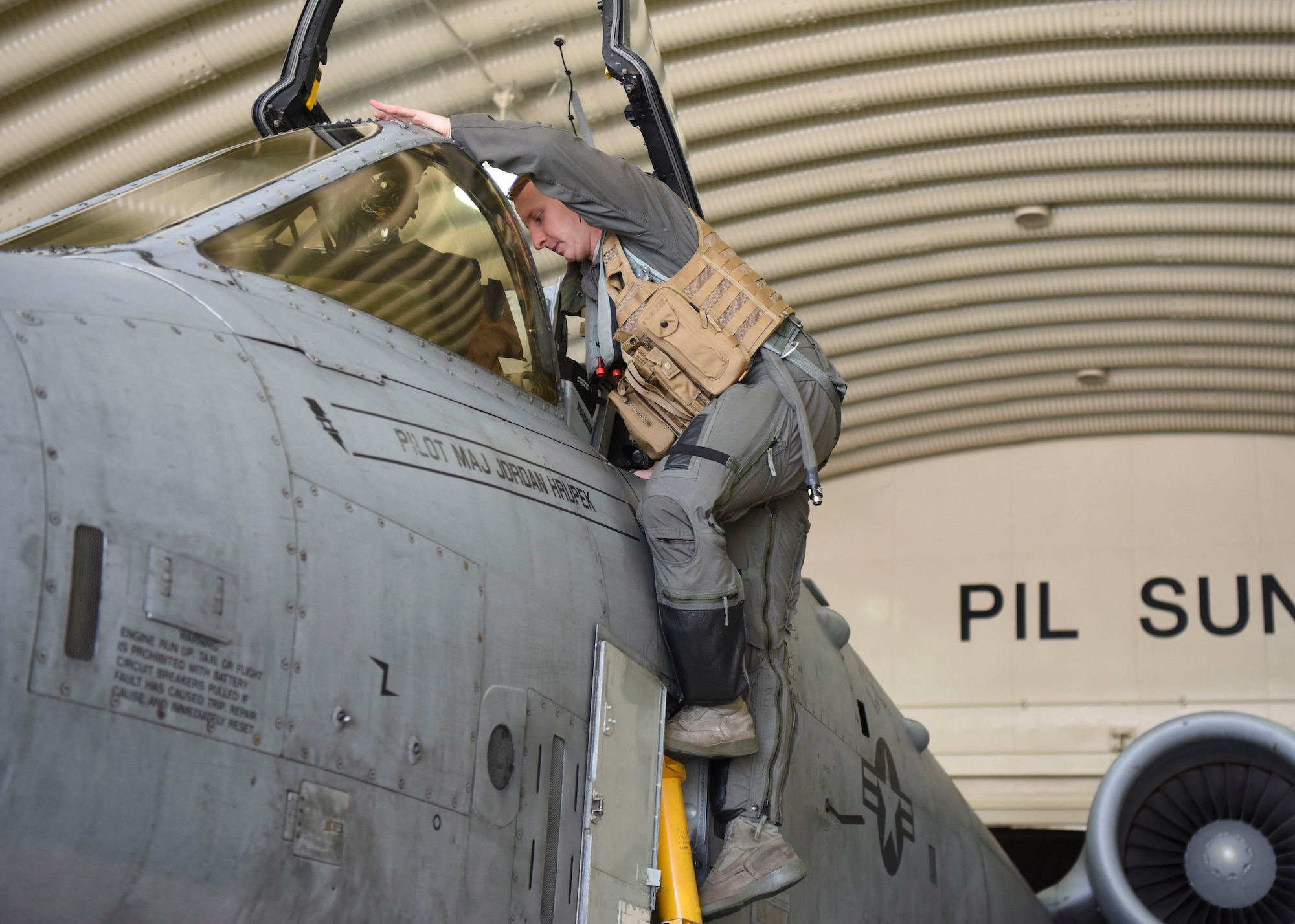 A U.S. Air Force A-10 Thunderbolt II from the 25th Fighter Squadron prepares to take off at Osan Air Base, Republic of Korea, Oct. 22, 2018. A-10s participated in routine training aimed at sharpening skills needed for search and rescue operations. The A-10 “Warthog” is the first AF aircraft designed specifically to provide close air support to ground forces and is well-known for its 30 mm GAU-A8 Avenger Gatling-type Autocannon capable of firing 3,900 rounds per minute.(U.S. Air Force photo by Staff Sgt. Benjamin Raughton)