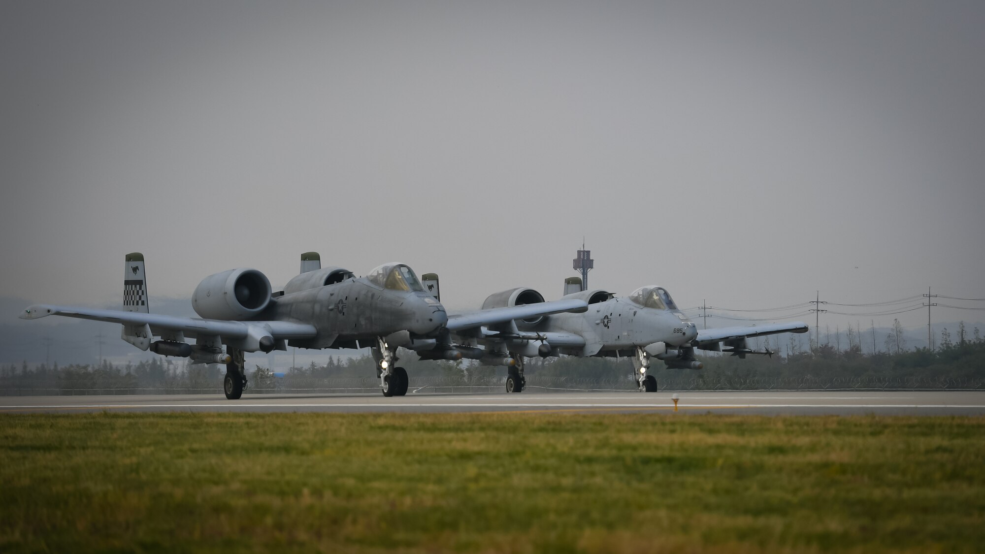 A U.S. Air Force A-10 Thunderbolt II from the 25th Fighter Squadron prepares to take off at Osan Air Base, Republic of Korea, Oct. 22, 2018. A-10s participated in routine training aimed at sharpening skills needed for search and rescue operations.
