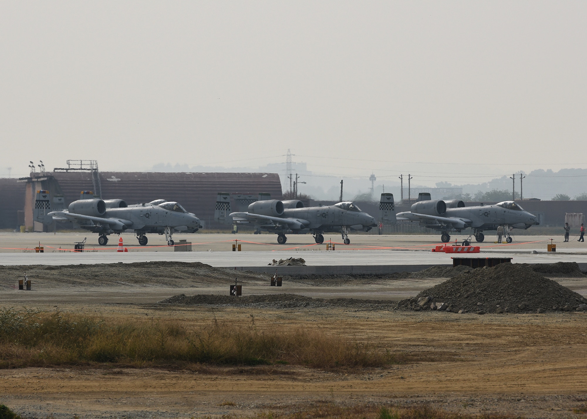 A U.S. Air Force A-10 Thunderbolt II from the 25th Fighter Squadron prepares to take off at Osan Air Base, Republic of Korea, Oct. 22, 2018. A-10s participated in routine training aimed at sharpening skills needed for search and rescue operations.