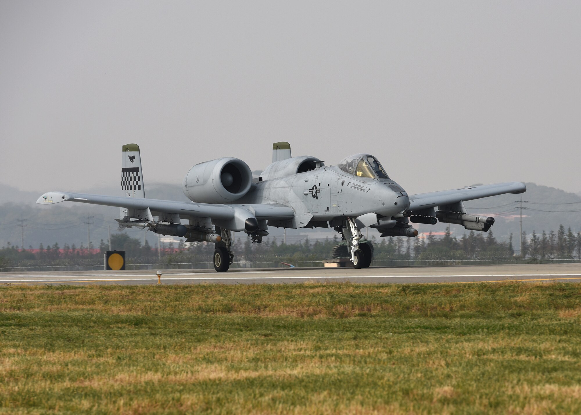 A U.S. Air Force A-10 Thunderbolt II from the 25th Fighter Squadron prepares to take off at Osan Air Base, Republic of Korea, Oct. 22, 2018. A-10s participated in routine training aimed at sharpening skills needed for search and rescue operations.