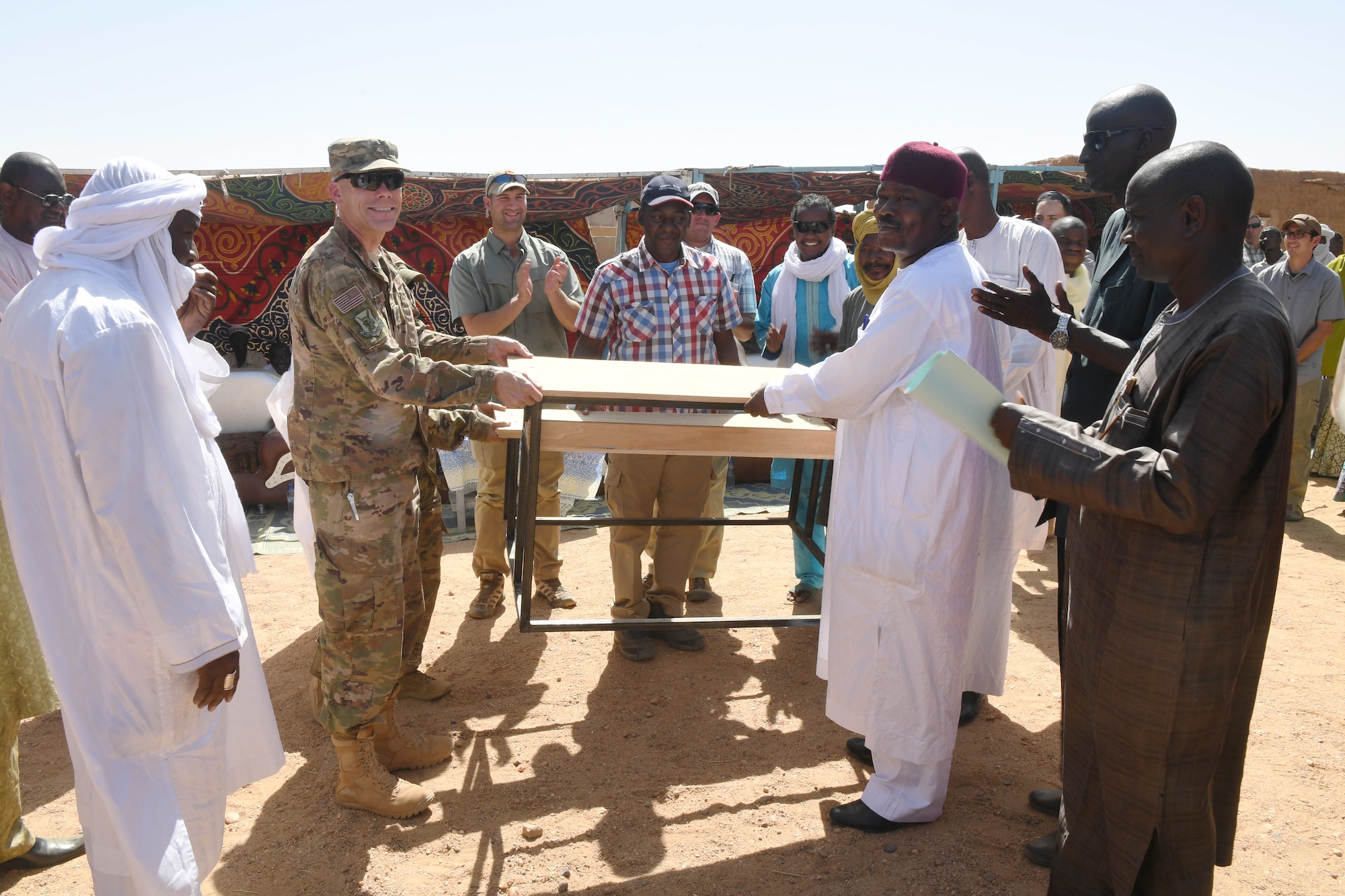 Approximately 300 desks were delivered to Misrata Primary School in Agadez, Niger, as part of a donation coordinated by U.S. Army Civil Affairs Team 203 at Nigerien Air Base 201 Oct. 23.