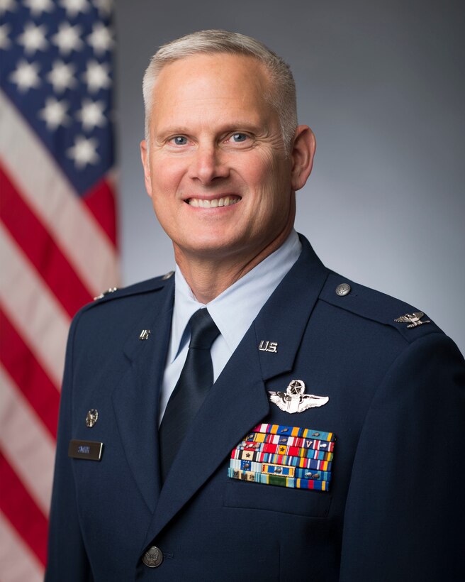 Official portrait of Colonel David Smith, Wing Commander of the 158th Fighter Wing.