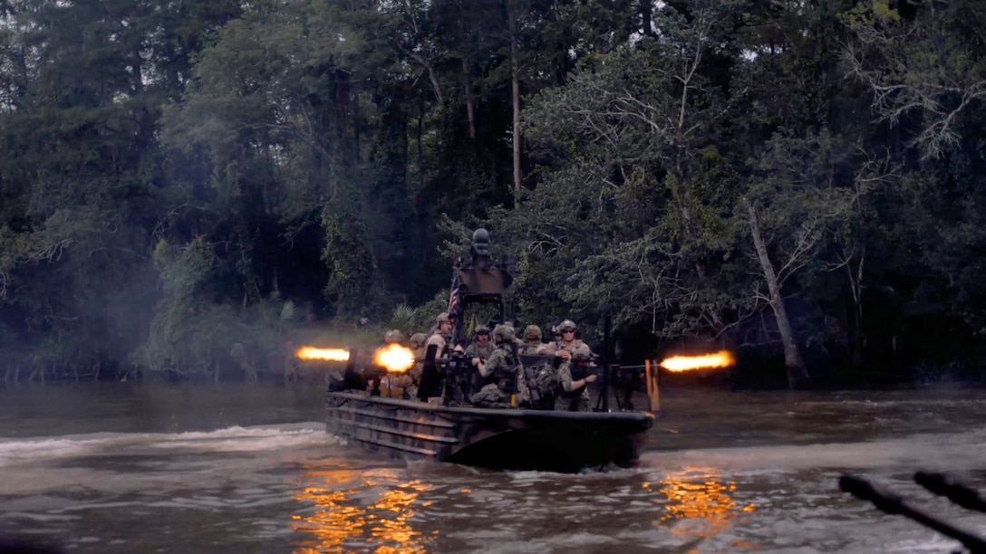 Special warfare combatant crewmen take part in a live-fire exercise.