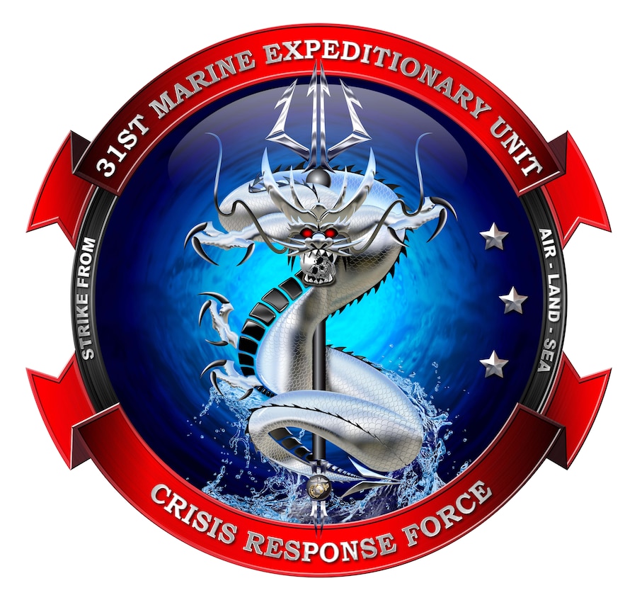 The 31st Marine Expeditionary Unit unveiled its new insignia on Oct. 17th.  The new crest adopts East Asian features aligning with the III Marine Expeditionary Force insignia.  Further, the 31st MEU’s new crest boldly defines the Marine Air-Ground Task Force (MAGTF) as lethal warfighting organization ready to answer our nation’s call and respond to crisis.
