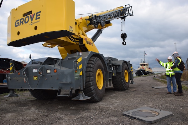 The U.S. Army Corps of Engineers, Buffalo District conducted a load test for a crane that was recently installed on the former McCauley in Ashtabula Harbor, Ohio,  October 16, 2018.
The load test will establish if the barge crane is safe to operate in water, which will allow for the continuation of critical federal infrastructure maintenance in the Great Lakes by the Buffalo District floating plant crew