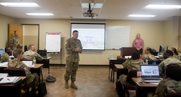 FORT KNOX, Ky. - Maj. Gen. Flem B. “Donnie” Walker, Jr., commanding general, 1st Theater Sustainment Command was the guest speaker at the Operational Contract Support (OCS) Course, Oct. 16. Walker spoke on the importance of understanding contracts and working with contractors. (U.S. Army photos by Mr. Brent Thacker)