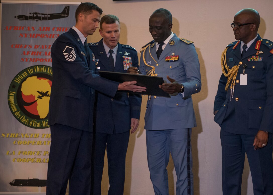 General Tod Wolters, USAFE-AFAFRICA Commander, led the 8th African Air Chiefs Symposium in Marrakech, Morocco from 22-23 Oct. The U.S., along with 28 African nations, met together to discuss air security across Africa and ways to strengthen relationships and increase regional cooperation among partners in Africa. One highlight of the event was the signing of the Association of African Air Forces (AAAF) Charter by Cameroon, Kenya and Zambia, bringing the total number of participating nations to 23. The AAAF a voluntary and non-political organization for African air forces that helps strengthen the bonds of friendship, cooperation and mutual support among its members.