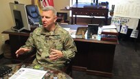 Major Gen. William A. Hall, commander of Joint Task Force Civil Support, talks about the unit's mission supporting civilian authorities during a natural on man-made disaster. The Fort Eustis-based unit is equipped to respond when needed to disaster scenes across the country. (Courtesy photo by Rob Ostermaier, Daily Press/released)