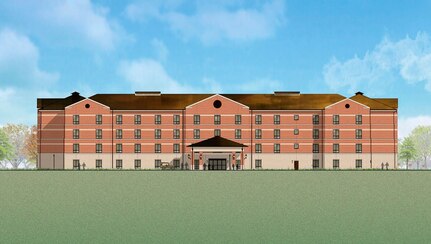 A rendering of the future four-story, 125,000 square foot Visitor’s Quarters on Joint Base Charleston, S.C. The project is a result of low vacancy at the current Visitor’s Quarters. The modernized four-story structure will have 266 guest rooms, conference rooms, an exercise room, guest laundry and other amenities covering 150,000 square-feet. The Visitor’s Quarters project is slated for completion in Fall 2020.