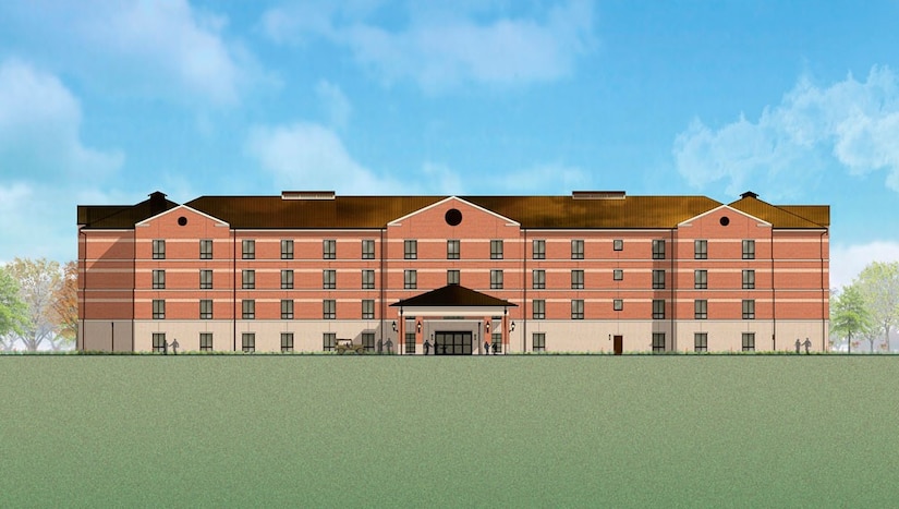 A rendering of the future four-story, 125,000 square foot Visitor’s Quarters on Joint Base Charleston, S.C. The project is a result of low vacancy at the current Visitor’s Quarters. The modernized four-story structure will have 266 guest rooms, conference rooms, an exercise room, guest laundry and other amenities covering 150,000 square-feet. The Visitor’s Quarters project is slated for completion in Fall 2020.